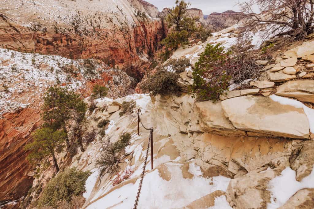 Angel's Landing in snow