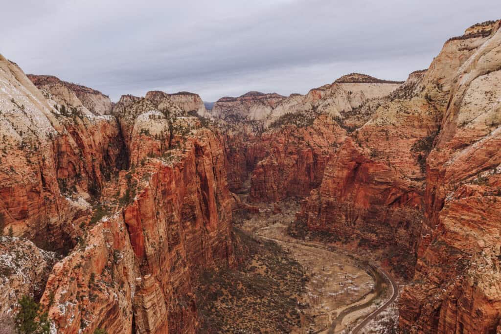 Zion Scenic Canyon drive in winter