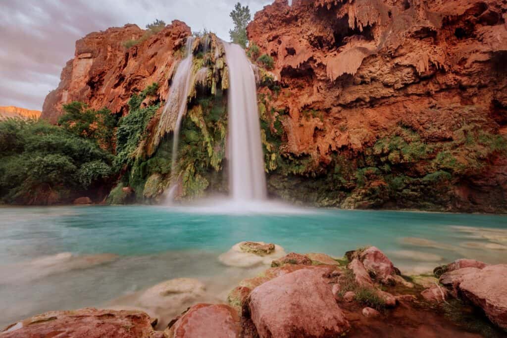 From the base of Havasu Falls before a flood in 2024