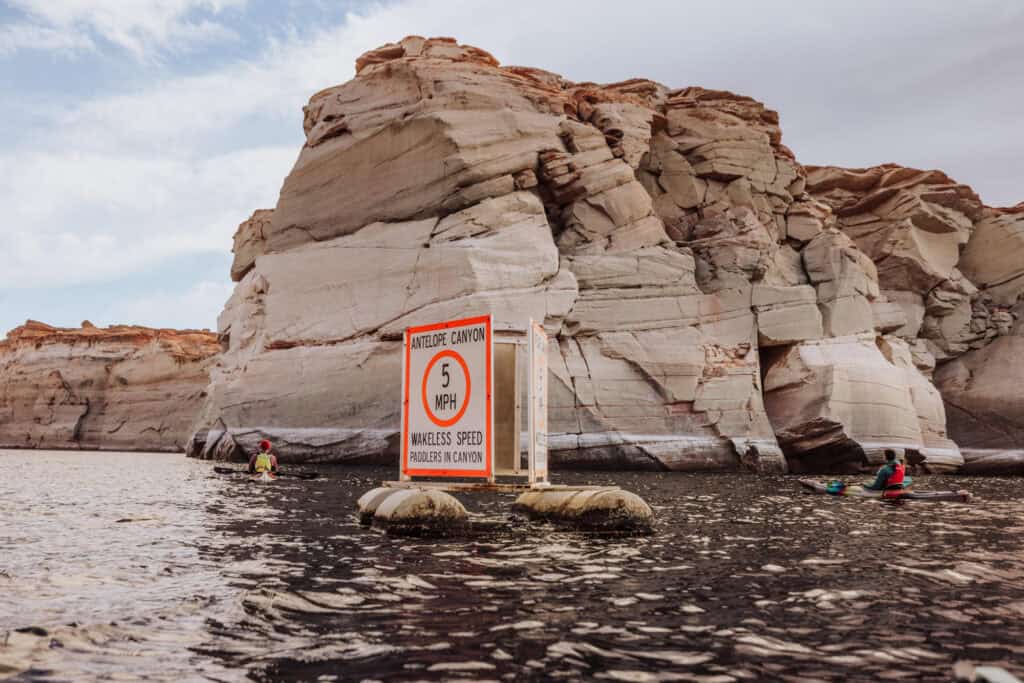 Entering Antelope Canyon from Lake Powell on a kayak