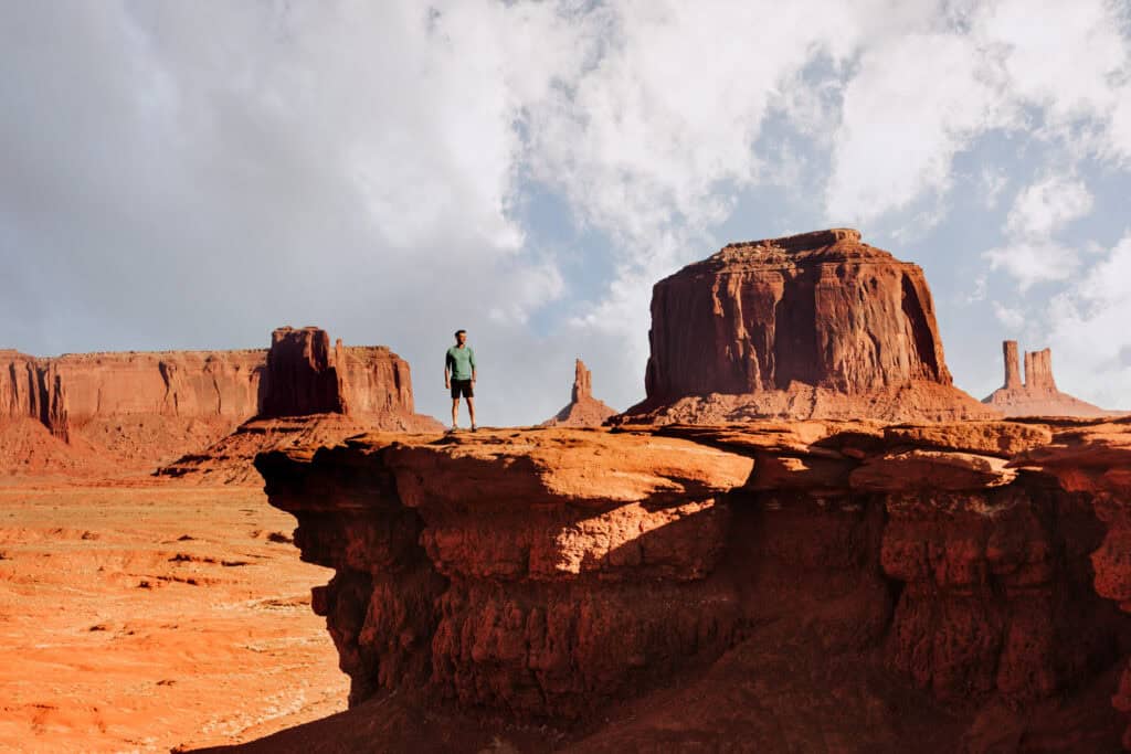 A man standing at John Ford Viewpoint in Monument Valley