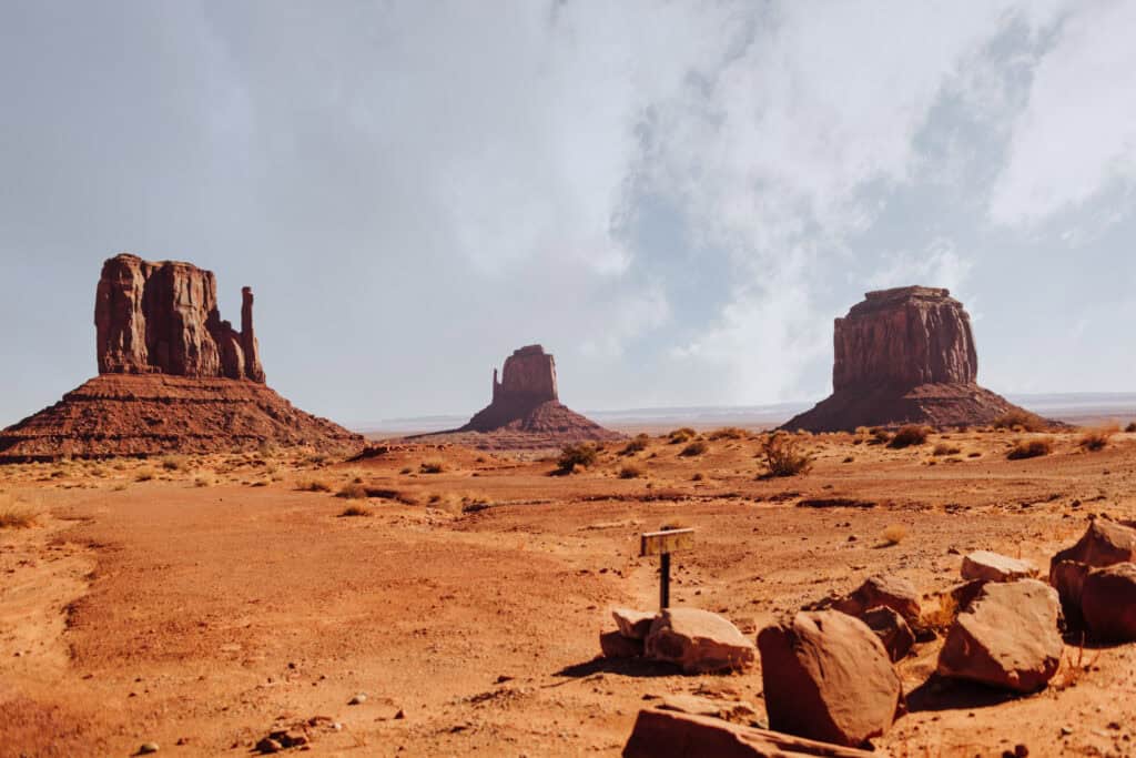 A view of Monument Valley from the road through the tribal park