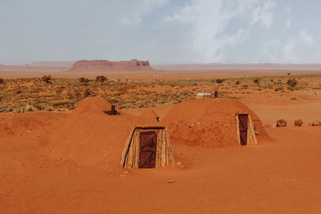 Traditional Navajo hogans at Monument Valley