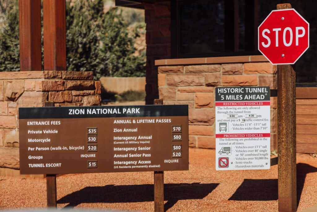 Entrance to Zion on a day trip from Page, AZ