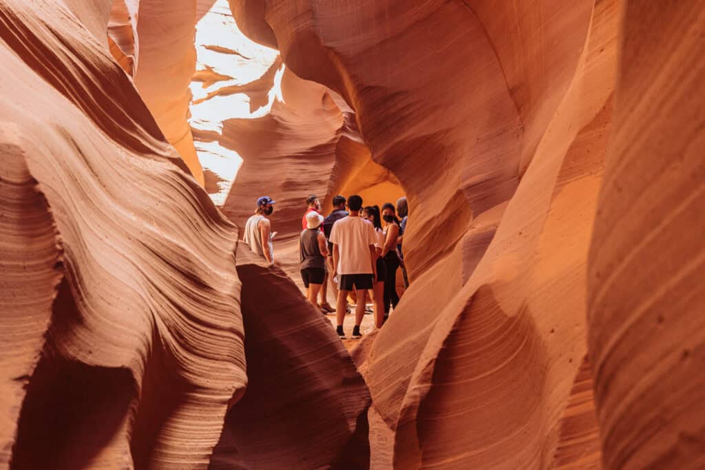 The tour crowd inside Lower Antelope