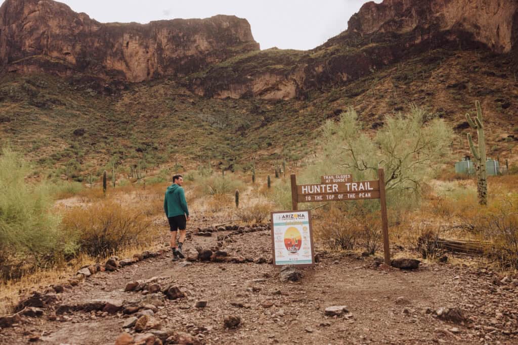 Jared Dillingham hiking the Hunter Trail at Picacho Peak