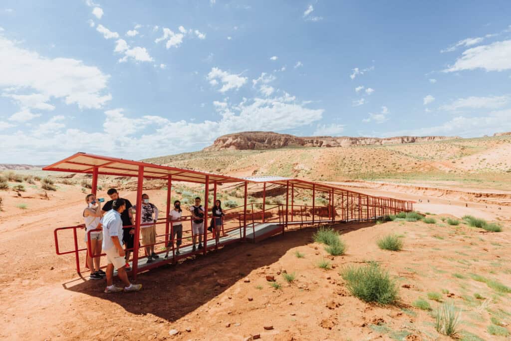 Walking the ramp and steps at Upper Antelope Canyon