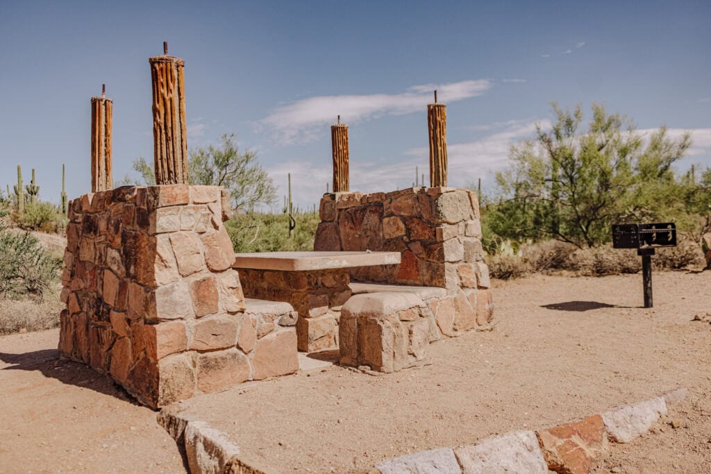 Picnic tables at Saguaro National Park