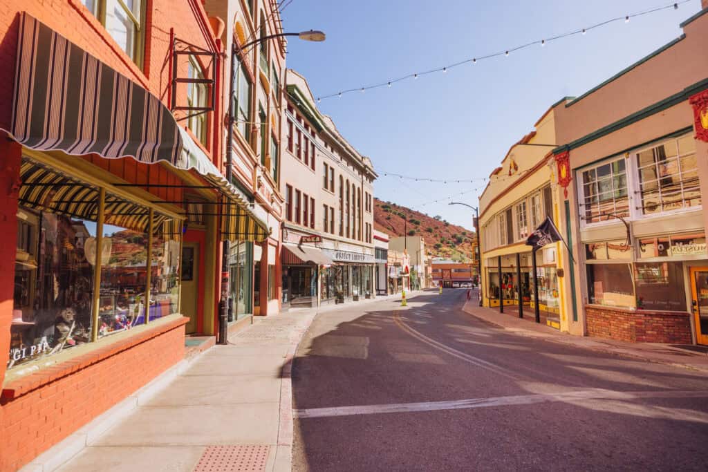 A view of the stores in downtown Bisbee Arizona