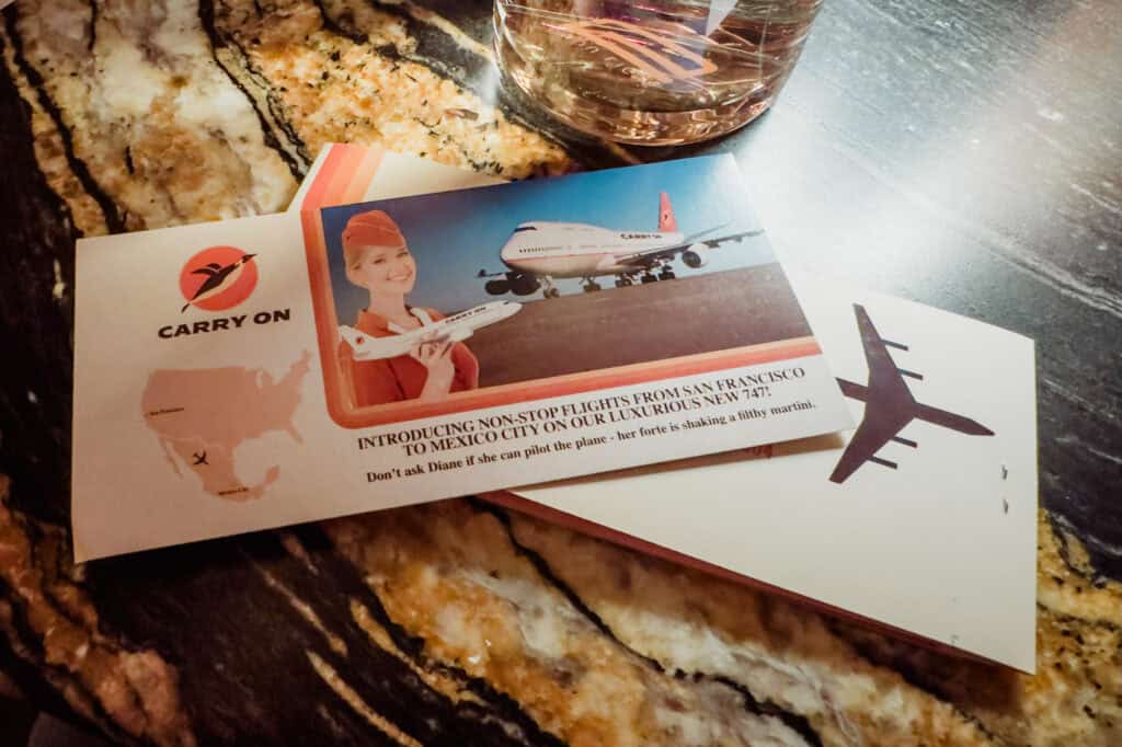 Your boarding pass includes an assigned seat at the bar.