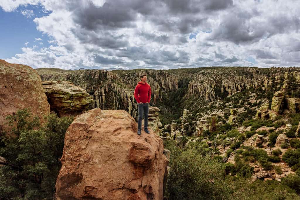 Jared Dillingham hiking around Massai at Chiricahua National Monument