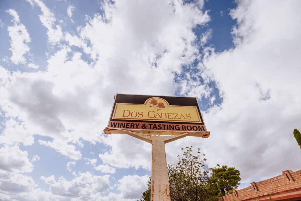 Dos Cabezas WIneWorks sign in Sonoita