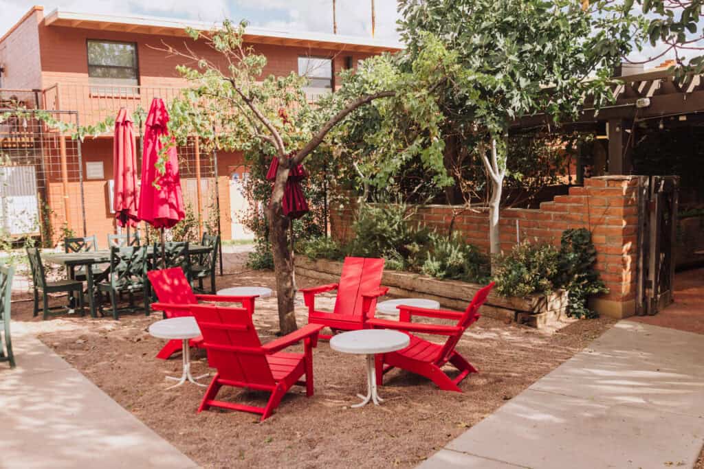 One of the outdoor seating areas at a winery in Sonoita, AZ