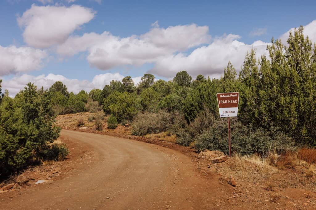 The road to the Bob Bear Trailhead in the Tonto National Forest near Payson, AZ