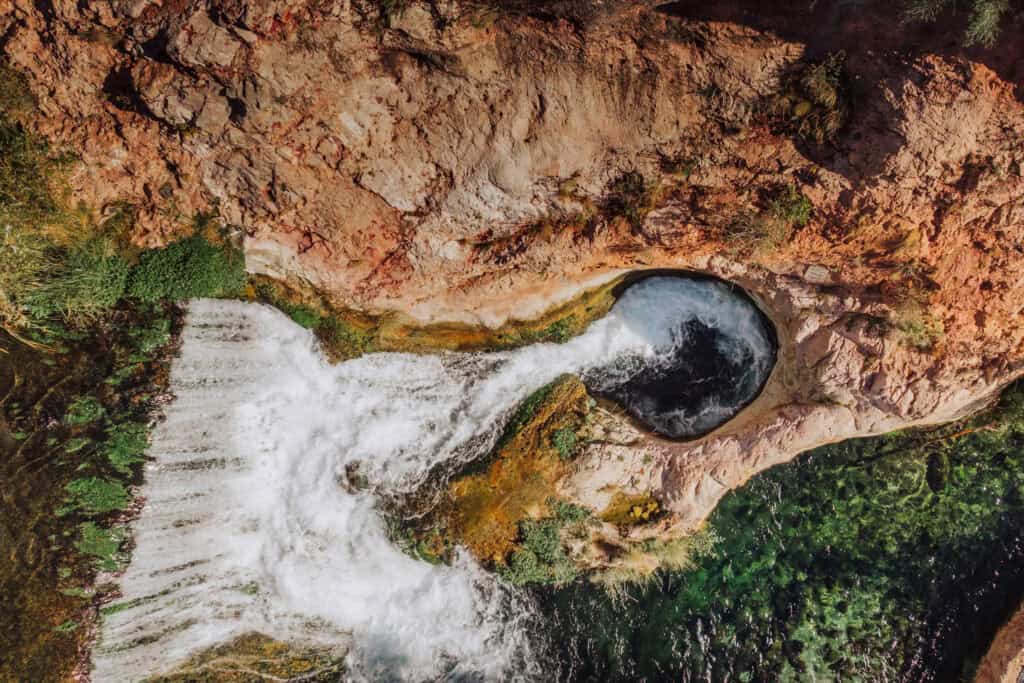 An aerial view of the Toilet Bowl at Fossil Springs