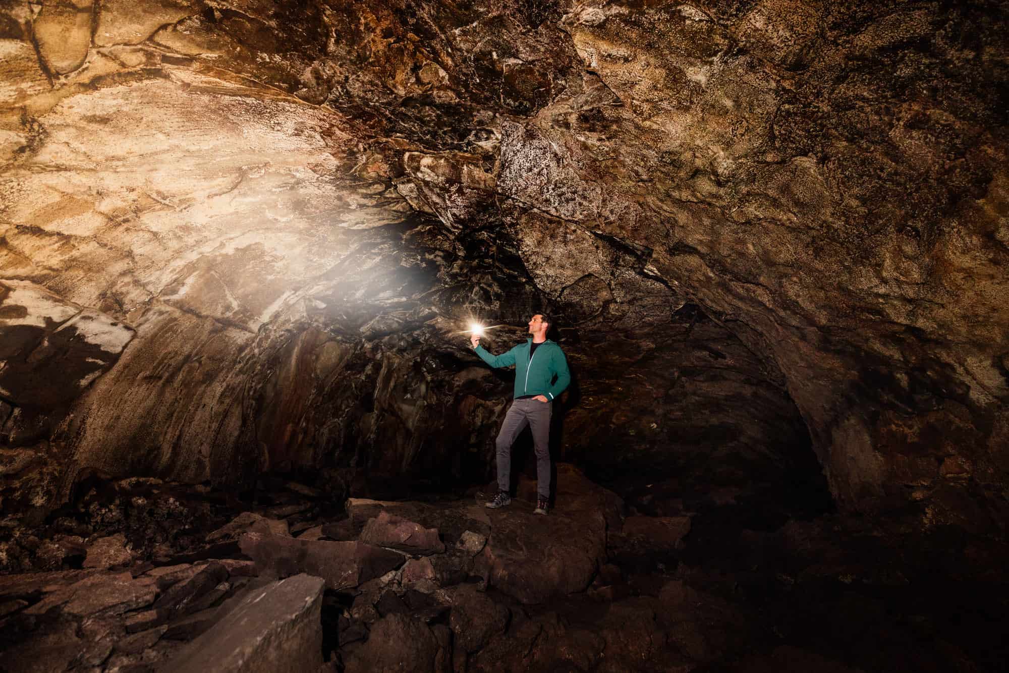 Jared Dillingham in the Lava River Cave near Flagstaff, AZ