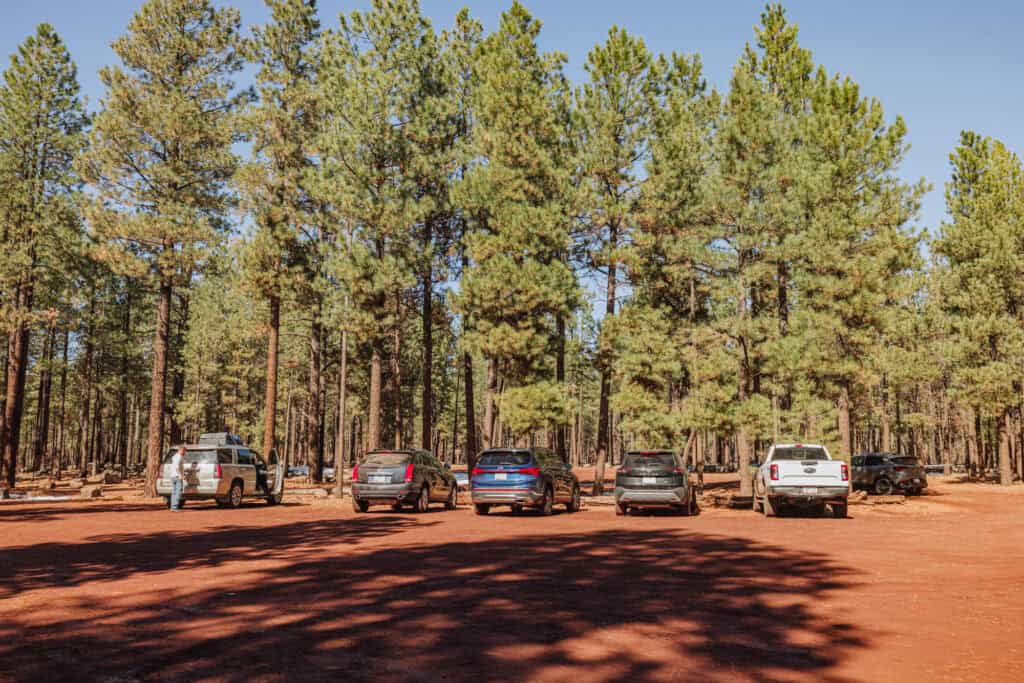 Parking lot for the lava tube in Arizona