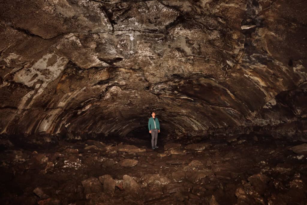 Walking through the lava tube near Flagstaff