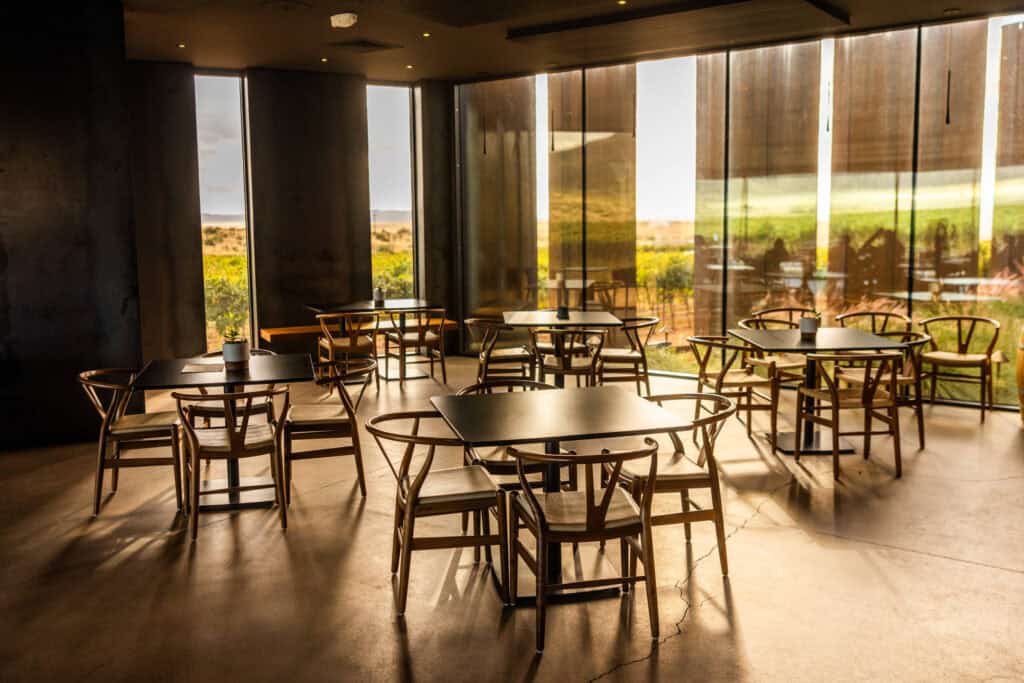 Inside the tasting room at a vineyard and winery in Sonoita, AZ