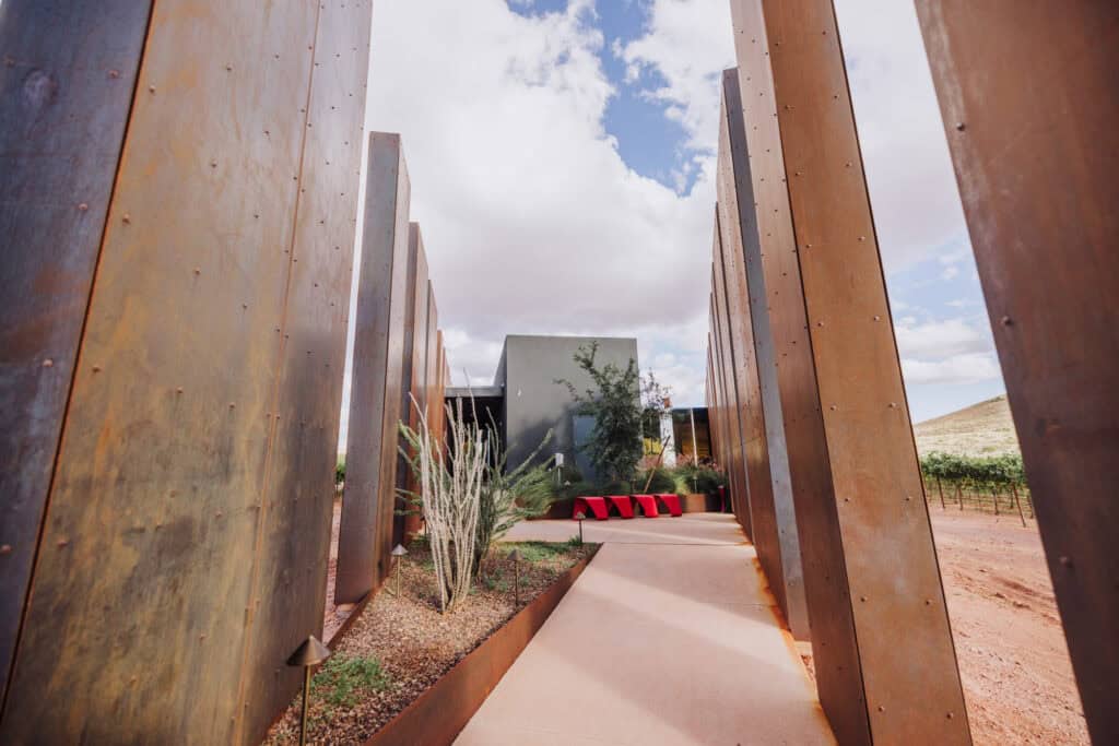 The exterior of a vineyard and winery in Elgin, AZ