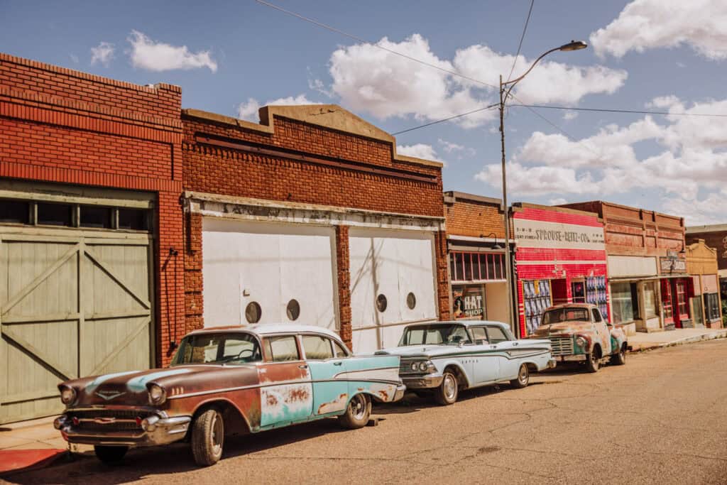 Classic cars parked in Lowell, Arizona