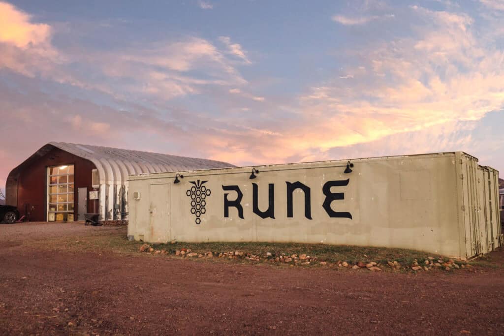 The sunset at Rune Wine in Sonoita