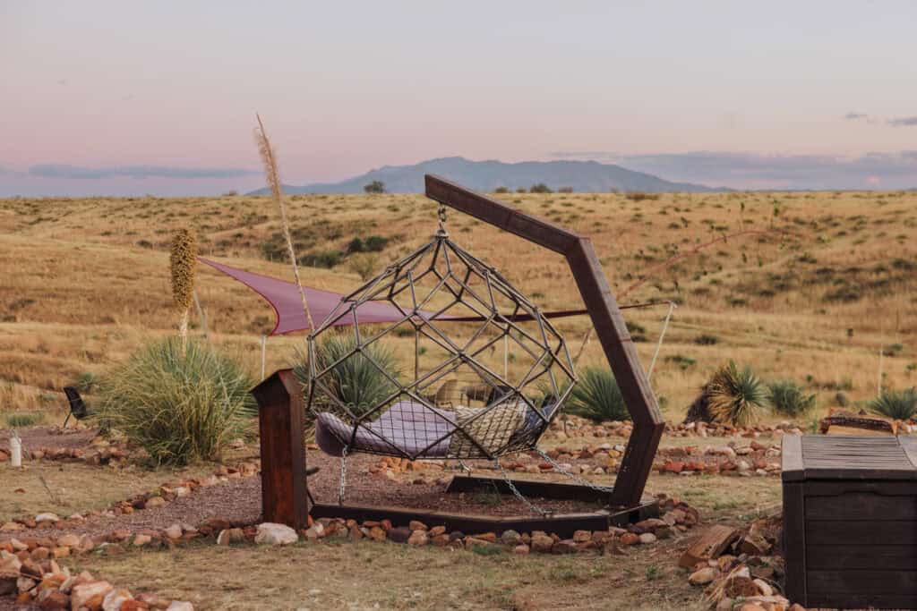 The outdoor wine tasting area at Rune Wines in Sonoita