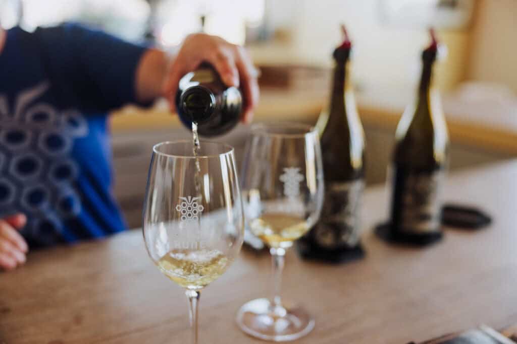 A white wine tasting at Rune Wines in Sonoita AZ