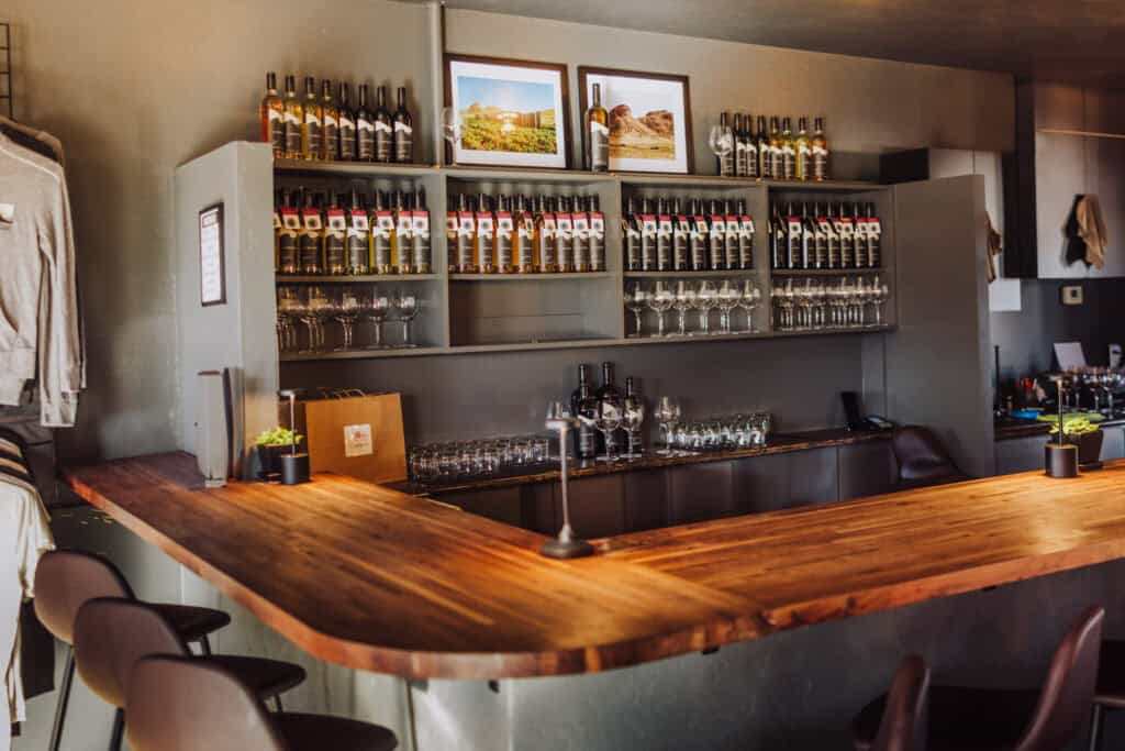 The wine tasting area at Los Milics Vineyards in Sonoita, AZ