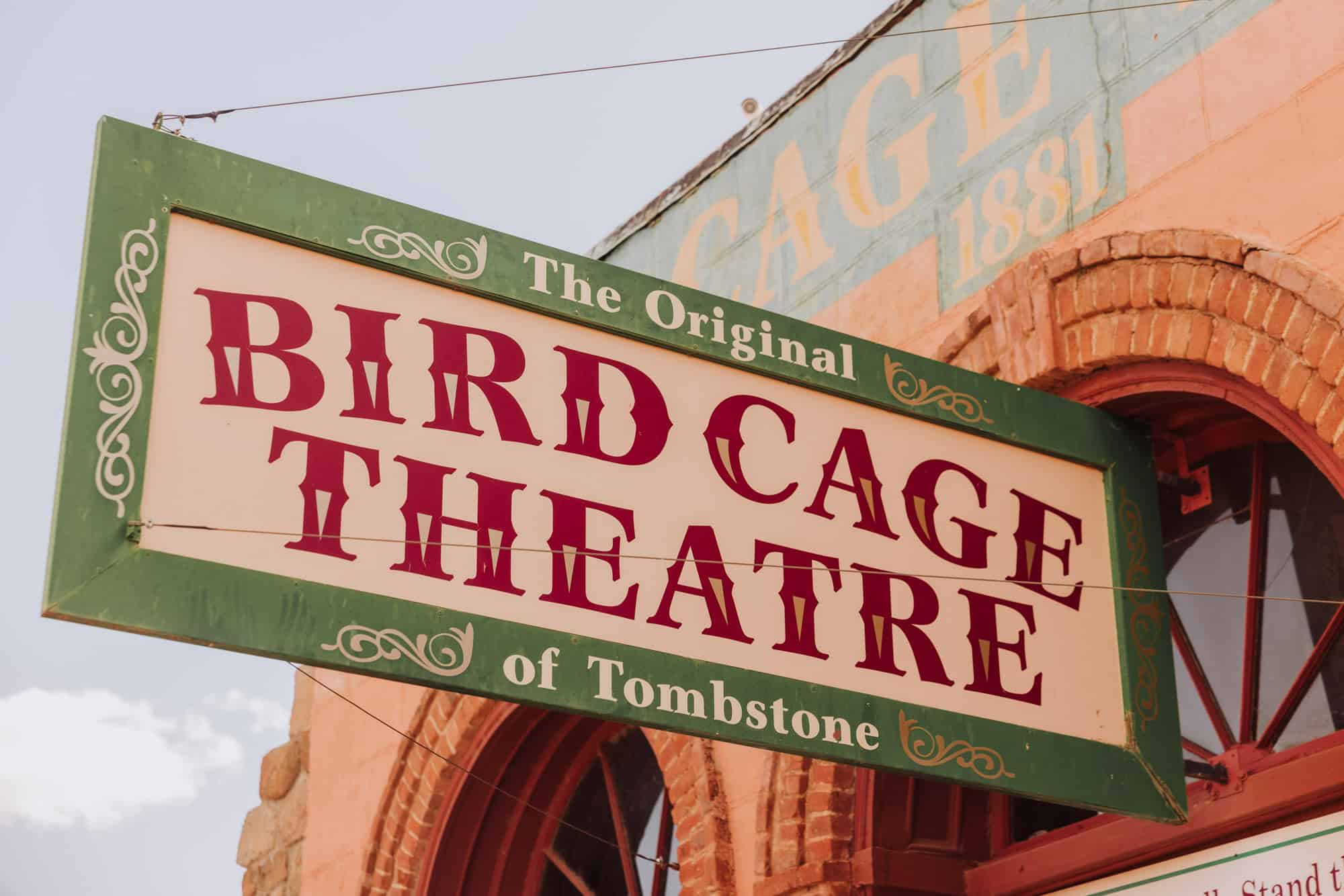 A Bird Cage Theater sign