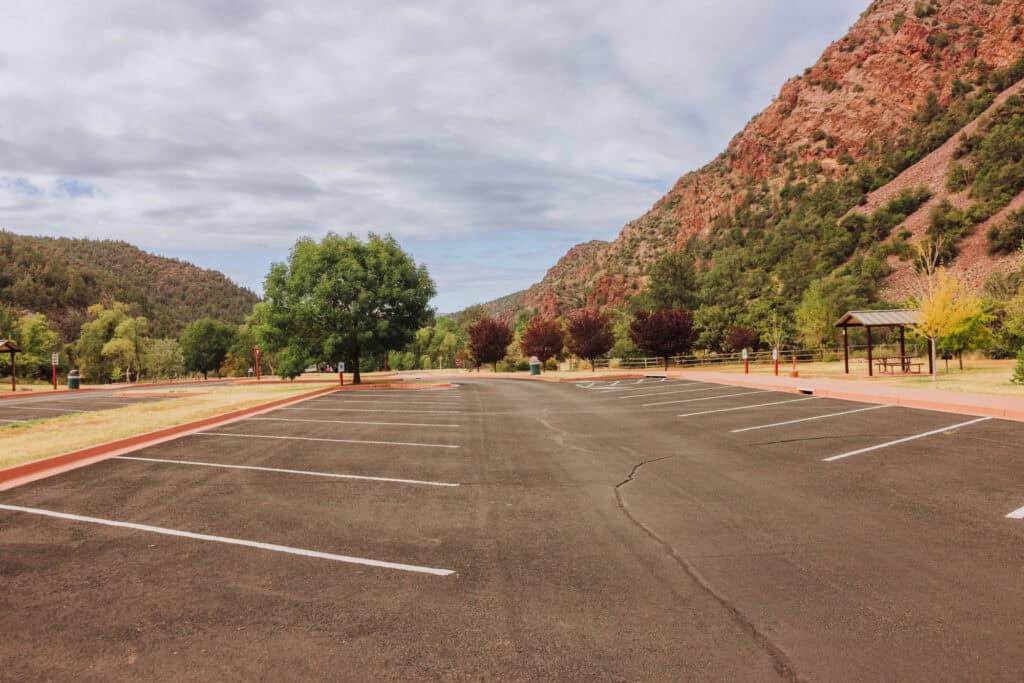 Parking lots at the state park