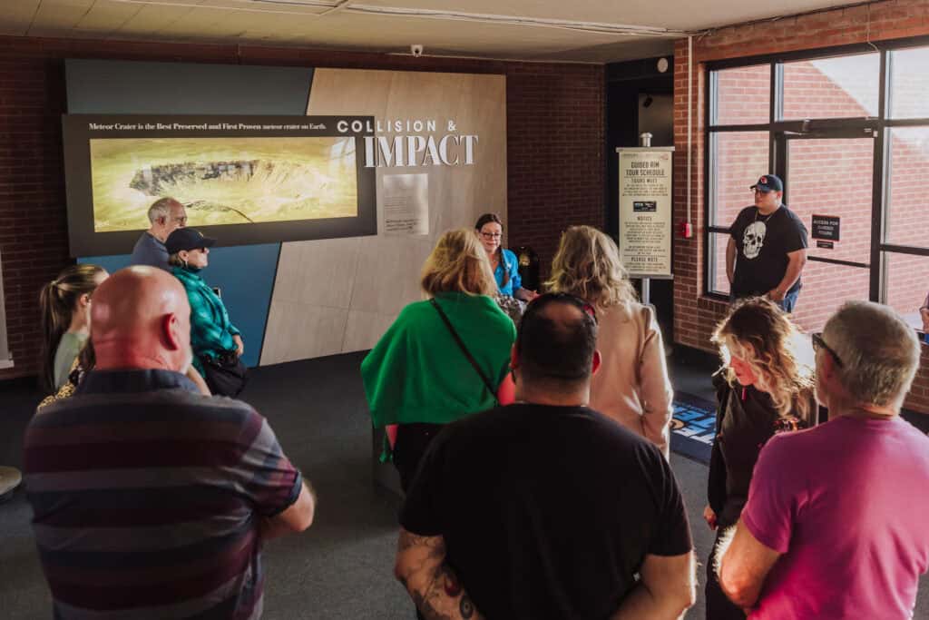 A tour group at Meteor Crater