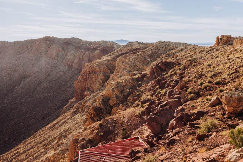 Walking along the rim of Meteor Crater