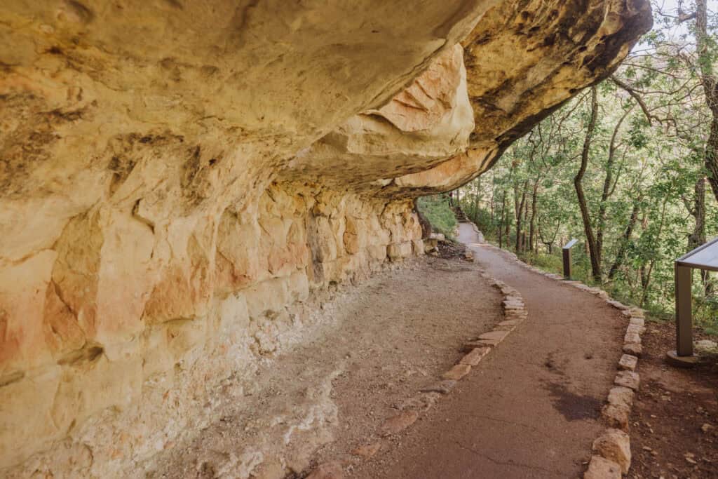 Pathway between caves where people lived 800 years ago.