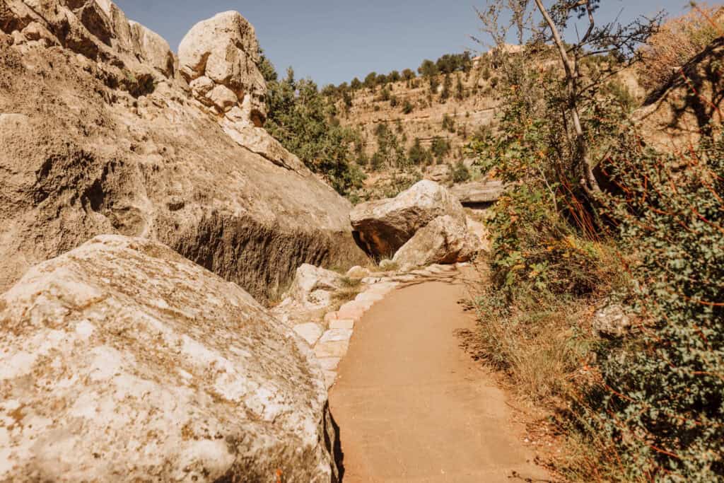 The hiking trail at Walnut Canyon National Monument