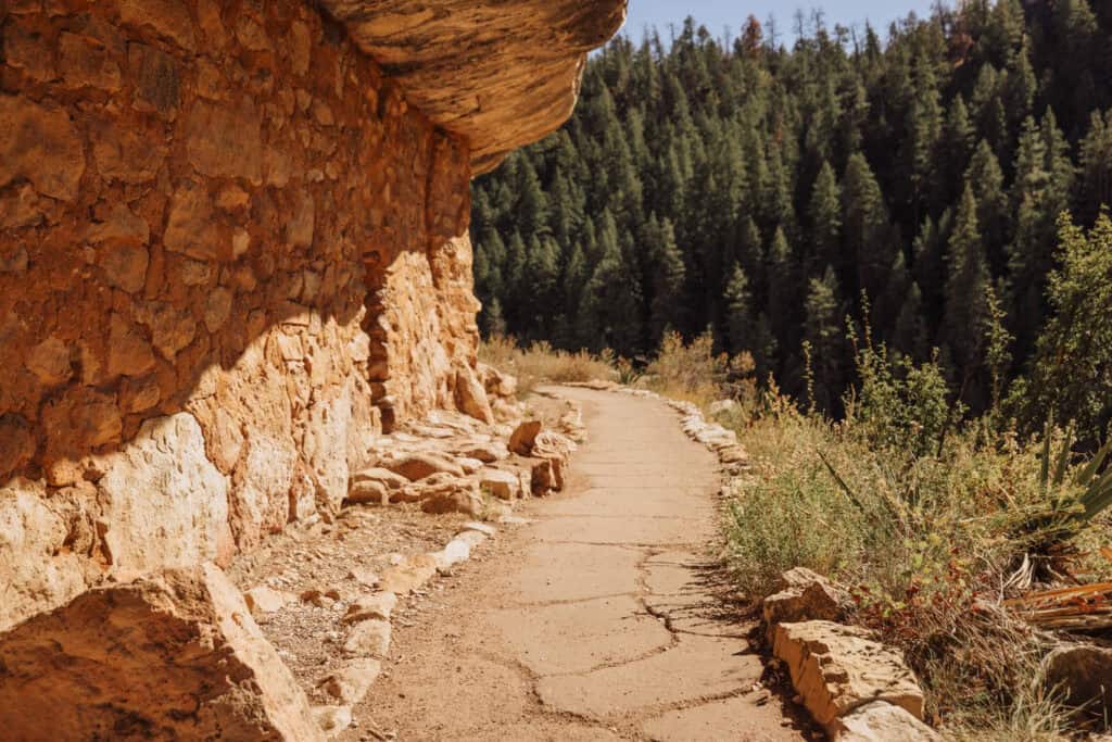 Walking on a pathway at Walnut Canyon National Monument in Northern Arizona