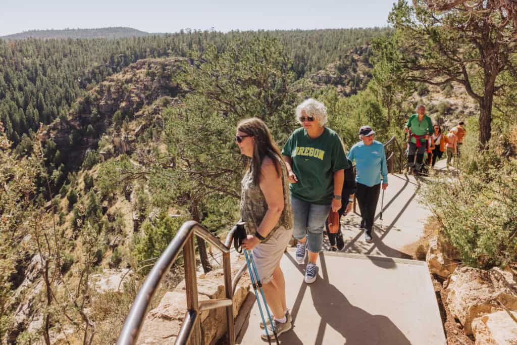 Tourists visiting Walnut Canyon