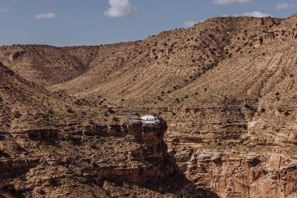 The helicopter at Havasupai Falls