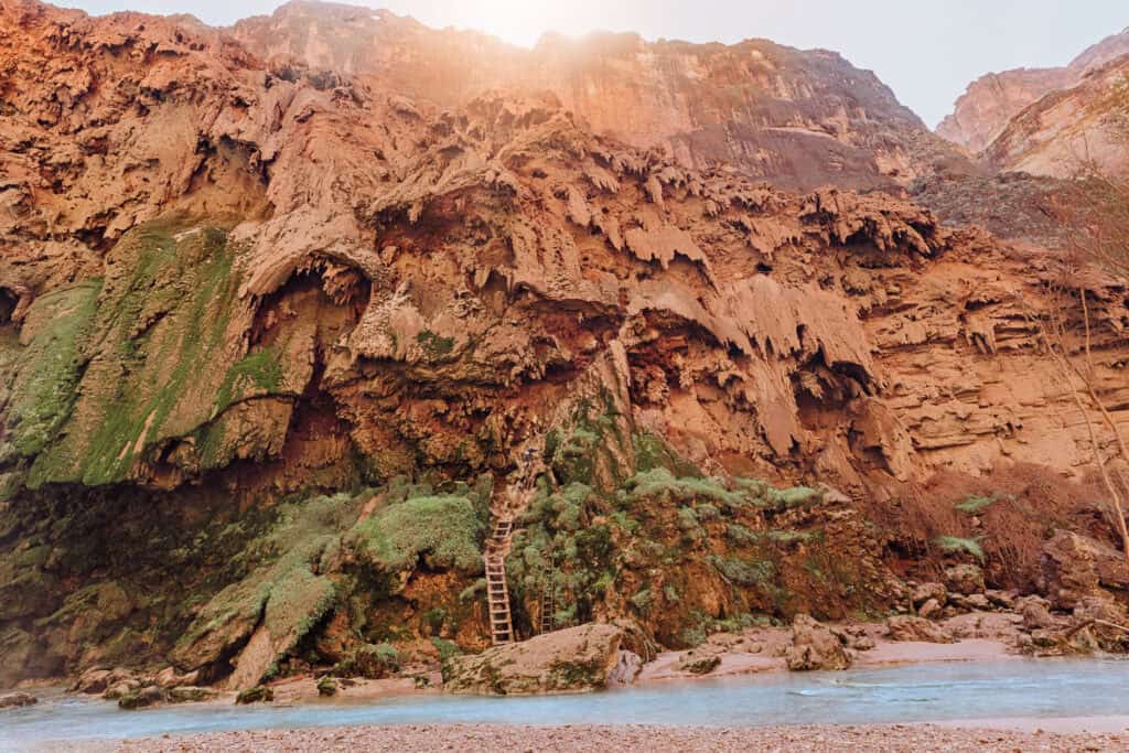 A view from the base of Mooney Falls, after climbing down the ladder and chains