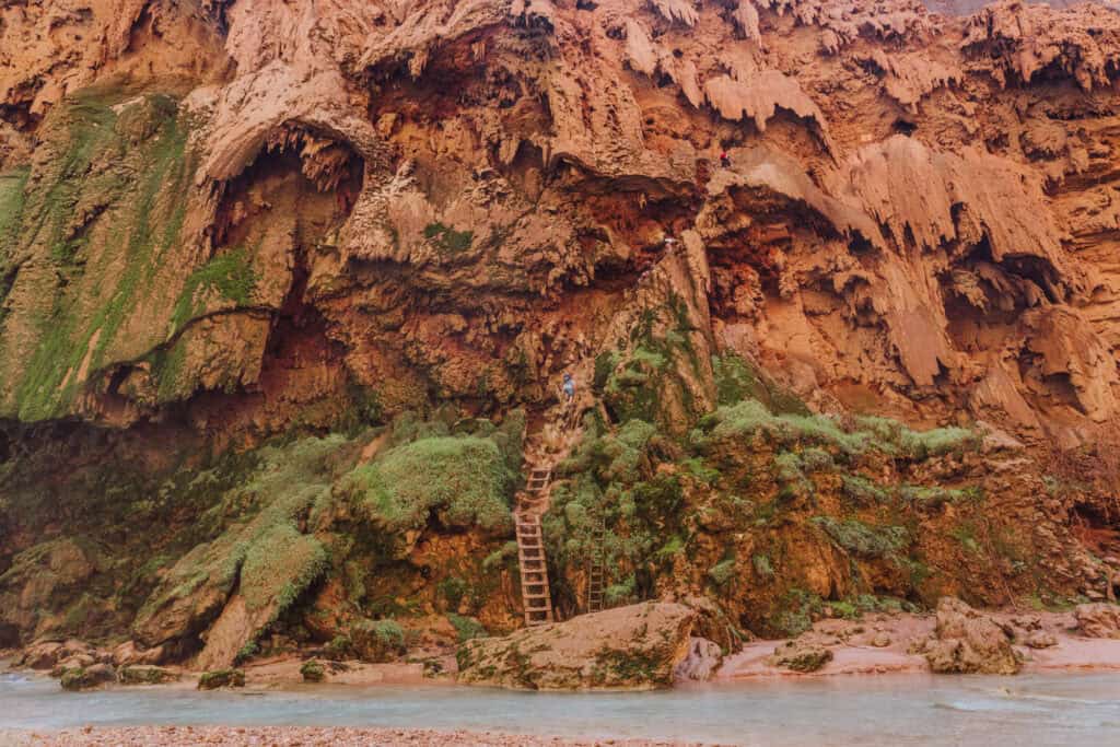 A view of the entire cliff you'll descend to Mooney Falls