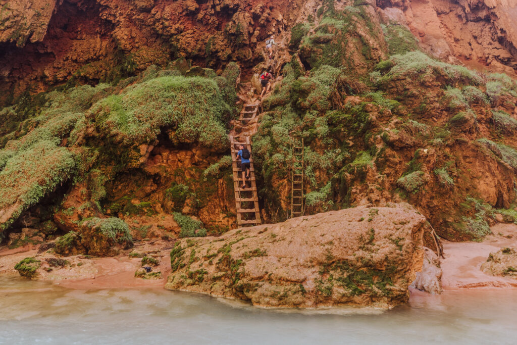 The ladder on the descent to Mooney Falls