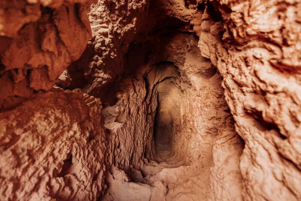 Inside the tunnel at Mooney Falls