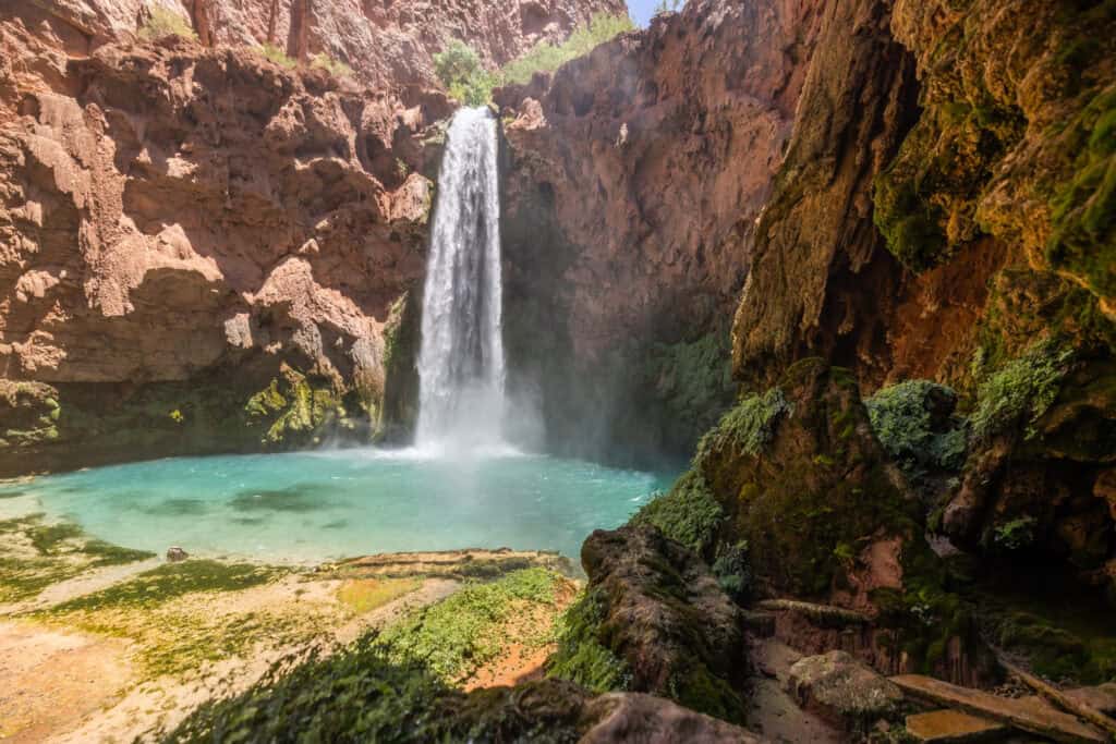 A place to pause on the descent down Mooney Falls