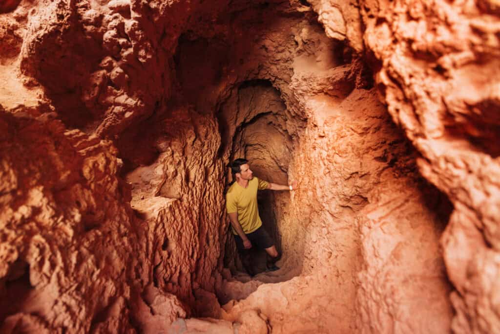 Hiking through one of the tunnels at Havasupai Falls