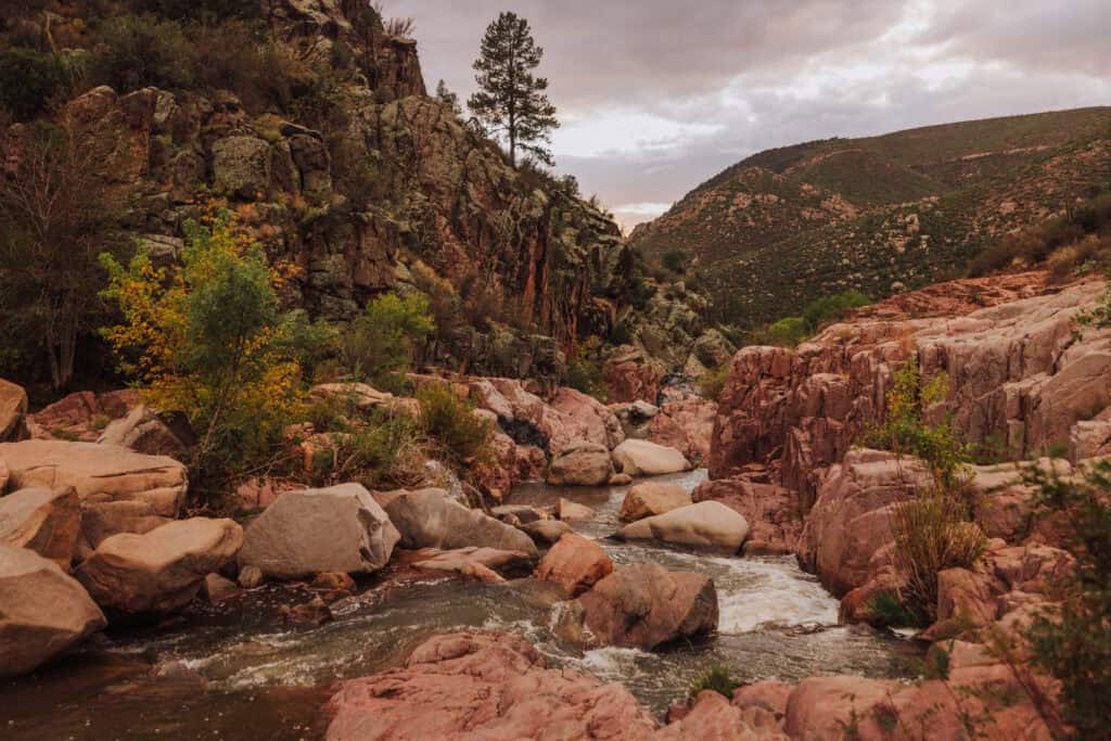 The creek that flows through the Water Wheel Falls area around Payson, AZ