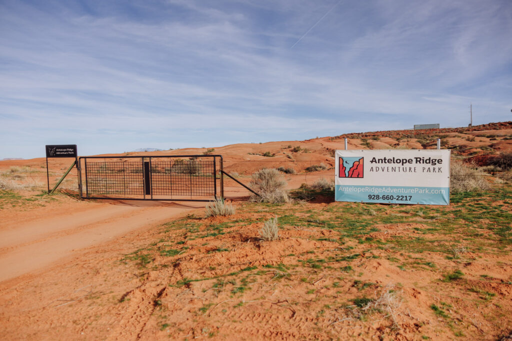 The entrance to Antelope Ridge Adventure Park in Lechee, Arizona
