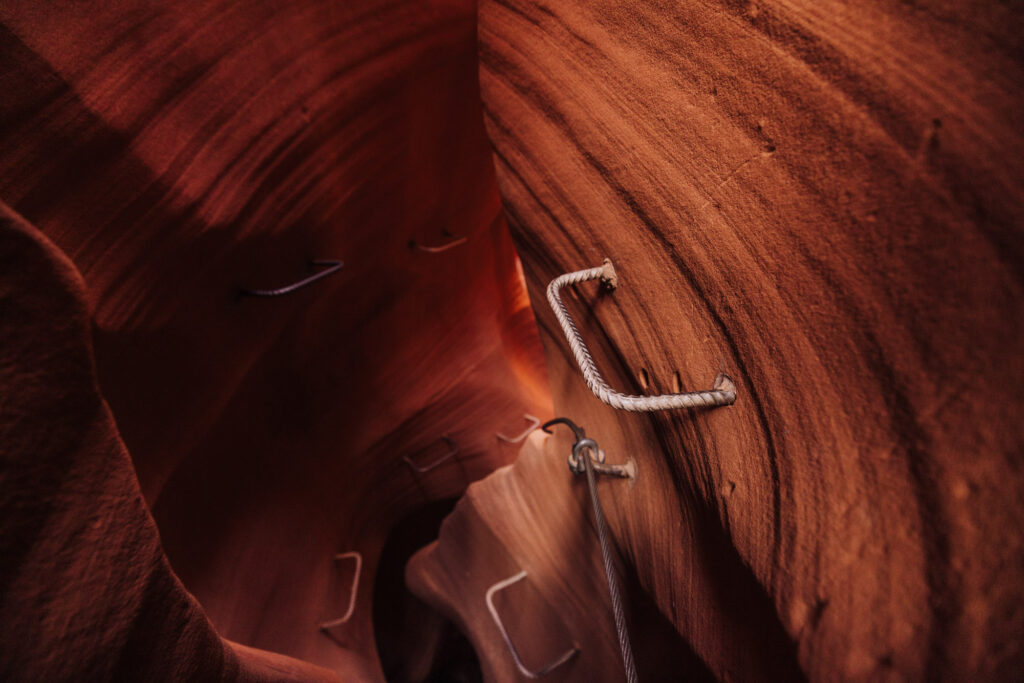 Via ferrata rungs in the rock