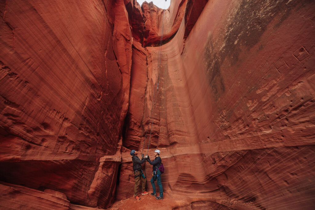 The third rappell, about 70 feet at Antelope Ridge