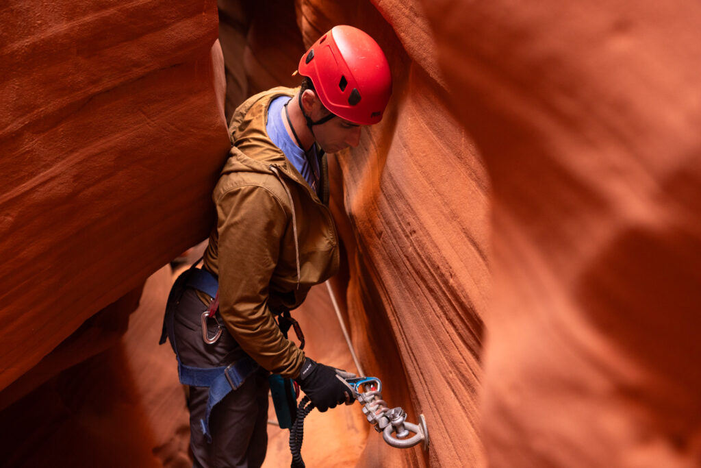 Jared Dillingham on the via ferrata at Antelope Ridge