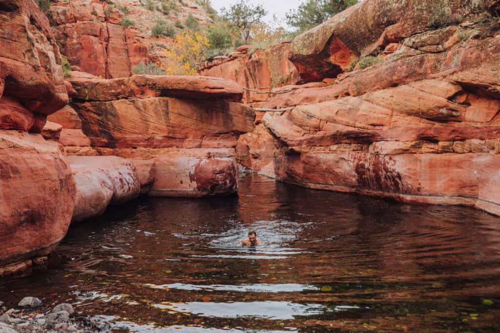 Swimming at the crack at Wet Beaver Creek